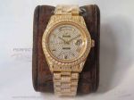 TW Replica 904L Rolex Day Date II Pave Diamond Yellow Gold Oyster Band 41 MM 2836 Watch